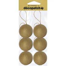 Décopatch NO006O Weihnachtskugel M aus Pappmaché, 6,5 x 6,5 x 6,5 cm, zum Verzieren und Aufhängen, perfekt für Weihnachtsdeko, Kartonbraun, 6er Set