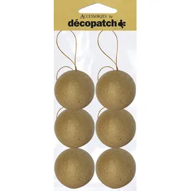 Décopatch NO006O Weihnachtskugel M aus Pappmaché, 6,5 x 6,5 x 6,5 cm, zum Verzieren und Aufhängen, perfekt für Weihnachtsdeko, Kartonbraun, 6er Set