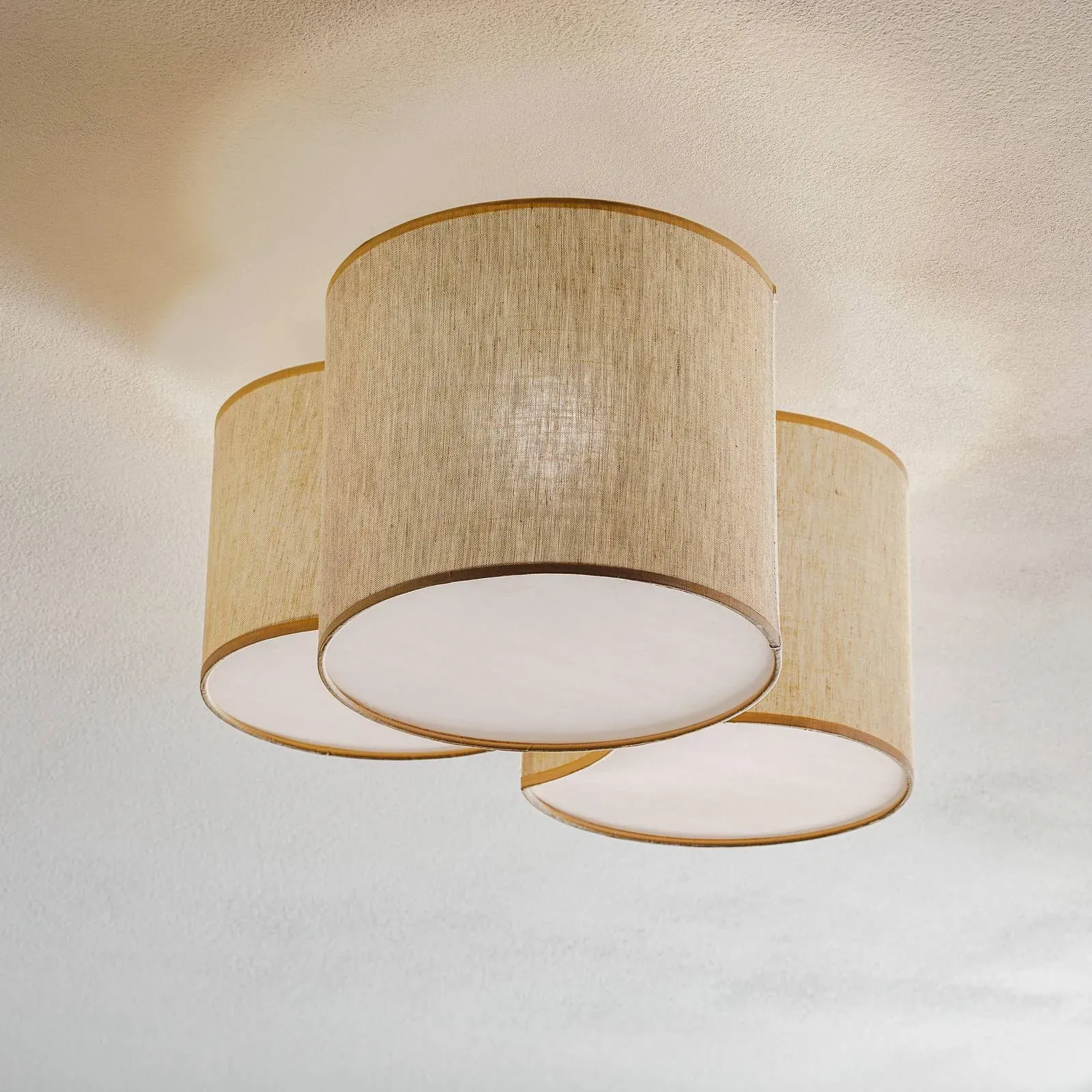 Deckenlampe Mona Nature TK Lighting, dimmbar, für Wohn- / Esszimmer, Textil / Stoff / Seide, Modern, Deckenlampe - 56 cm - 42 cm - 29 cm