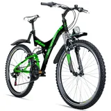 Bergsteiger Memphis 26 Zoll Mountainbike, geeignet ab 150 cm, Dynamo-Licht, StVZO, 21 Gang-Schaltung, Vollfederung, Jungen-Fahrrad & Herren-Fahrrad