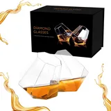 Mad Monkey Diamant Gläser, Whisky Gläser 2er Set, Ausgefallene Whiskey Gläser, Drehbar im Stand, Geschenkebox