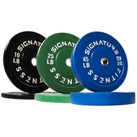 Signature Fitness 5,1 cm olympische Stoßstangen-Hantelscheiben mit Stahlnabe, 72,6 kg Set (2 x 10/25/20,4 kg), farbig