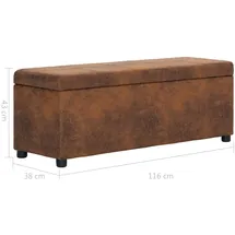vidaXL Bank mit Staufach 116 cm Braun Wildleder-Optik