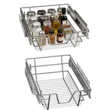 AufuN 2 Stücke Teleskopschublade Ausziehbare Schrankauszug Ablage Küchenschublade Regal Schlafzimmerschublade Küchen Korbauszug (Für 30cm Schränke)