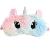 J26 Einhorn Plüsch Schlafmaske Regenbogen Schlafbrille Augenmaske super flauschig (Einhorn 3 (Augen offen))