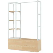 [en.casa] Garderobenständer Egmating 180 x 120 x 40 cm Weiß/Eiche