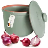 ROMERTOPF Zwiebeltopf MAXI 2,8 L aus Keramik – belüfteter Vorratstopf für Zwiebeln & Schalotten, atmungsaktiv, hält länger frisch – Grün