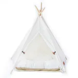 Little Dove,Hunde-Tipi-Zelt, Hause und Zelt mit Spitze für Hund oder Haustier, abnehmbar und waschbar mit Matraze Weiss(L)