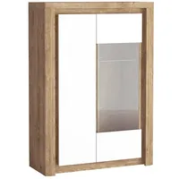 Lomadox - Vitrinenschrank mit led Glasbodenbeleuchtung modern in Eiche