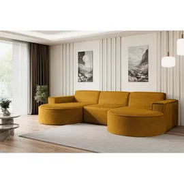 altdecor Ecksofa in U-Form Corner Sofa Bett Eckcouch Couch L-Form Wohnlandschaft Cauchsofa MARI-U1-299x165x78 cm Senfgelb