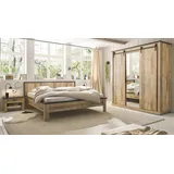 furn.design Schlafzimmer Set 4-teilig in Used Wood, hell und anthrazit mit Doppelbett Stove,