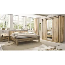 furn.design Schlafzimmer Set 4-teilig in Used Wood, hell und anthrazit mit Doppelbett Stove,