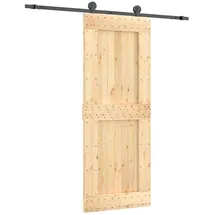 vidaXL Schiebetür rechts 80 x 210 cm Natürlich/Schwarz