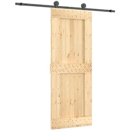 vidaXL Schiebetür rechts 80 x 210 cm Natürlich/Schwarz