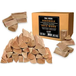 PINI Deko Holzscheite Buche ohne Rinde 20 kg Premium Dekoholz Kaminholz Brennholz Grillholz
