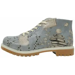 Hausschuh DOGO "Shortcut Boots These Are Ma Nuts Damen Stiefeletten, Shortcut", Damen, Gr. 39, Normalschaft, blau (blau, grau), Lederimitat, Schuhe, Vegan