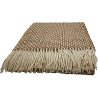 fair de luxe Wolldecke Plaid 100 x 150 cm Beige/Weiß