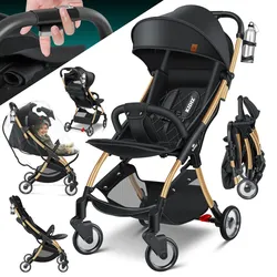 KIDIZ® Kinderwagen Premium Kinderbuggy klappbar Liegebuggy Sportwagen Faltbar 360°Räder 5-Punkt Gurt Inkl. Getränkehalter & Regenabdeckung, verstellbare Rückenlehne & Sonnenverdeck