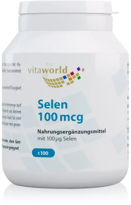 Vita World Selen 100 mcg Tabletten für wunderschöne Haare und Haut 48 g