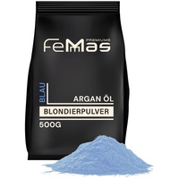 FemMas Blondierpulver blau 500 g I Blondierungspulver mit Plex-Technologie & Arganöl I gleichmäßige Blondierung I ultra stark & staubfrei I Hair Bleach für Aufhellungen bis zu 9 Nuancen