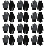 seluluory 12 Paar Handschuhe mit Gummi-Punkten, einseitige PVC-Arbeitshandschuhe, Polyester und Baumwolle, Arbeitshandschuhe mit Griffpunkten - Einheitsgröße