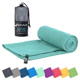 Fit-Flip Mikrofaser Handtuch - kompakte Microfaser Handtücher - ideal als Sporthandtuch, Reisehandtuch, Strandtuch - schnelltrocknend und leicht - Badetuch groß (1x 30x50cm, Jade)