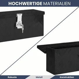deluke DELUKE® Aluminiumbox mit Deckel Abschließbar Alubox Deichselbox Alu Anhängerbox Werkzeugkiste Transportbox Metallkiste, 50x15x20,5cm Schwarz