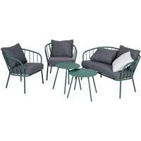 Greemotion Lounge-Set Nizza, 5-teilig, Gartenmöbel-Set aus Stahl in Grün Mittel