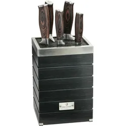 CHEF CUISINE Messerset, 5-tlg., inklusive Messerblock, Rostfreier Klingenstahl, Geschmiedet, Handgeschliffen & poliert, Ergonomischer Griff