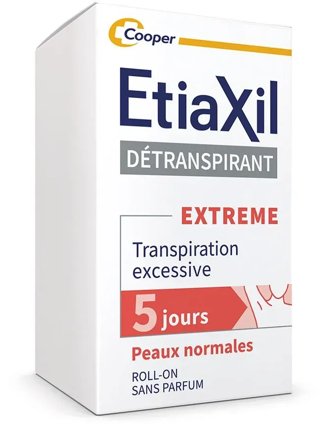 ETIAXIL - Déodorant Détranspirant - Traitement Transpiration Excessive - Aisselles - EXTREME - Peaux Normales 15 ml Rouleau