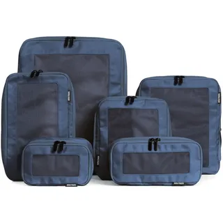 Aerotrunk Kompressions-Packwürfel für Reisen, Gepäck-Organizer-Taschen, doppelte Reißverschluss-Packwürfel für Koffer (6er-Pack, Dunkelblau)