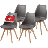 Albatros Esszimmerstühle 4er Set AARHUS, Grau - Beine aus Buche Massiv-Holz, Skandinavisches Retro-Design, bequemer Schalenstuhl - Eleganter Küchenstuhl, Stuhl Esszimmer für Esstisch