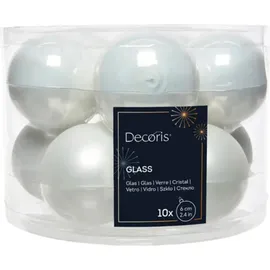 Kaemingk Weihnachtsbaumkugeln Glas 6 cm 10 Stück winterweiß emaille/matt