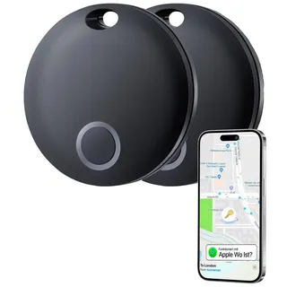 S&T Design Smart Tag Koffer Hunde Tracker kompatibel mit Apple Wo GPS-Tracker (Wasserdicht Apple Wo Ist iOS Kompatibel wie AirTag Tracker Apple MFi) schwarz
