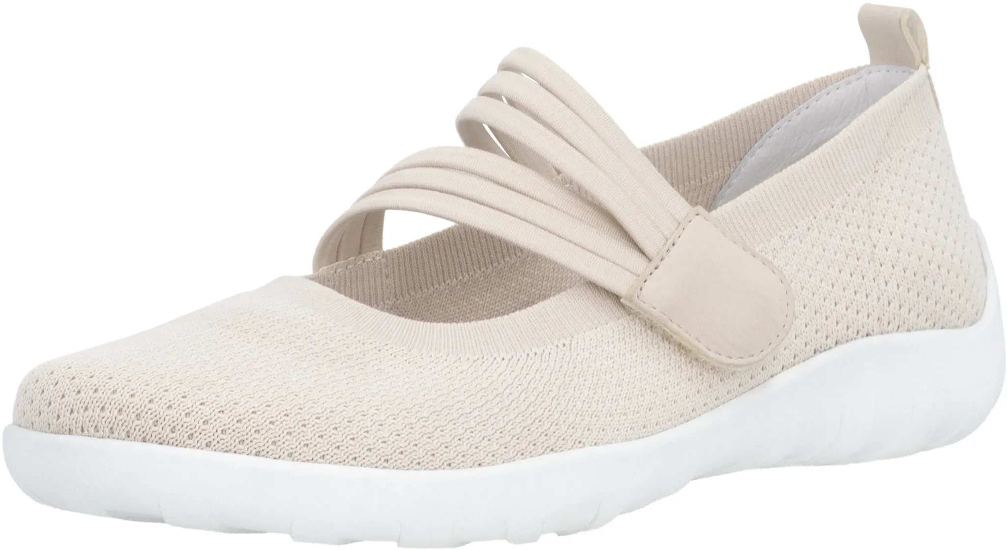 Riemchenballerina REMONTE, Damen, Gr. 37, hellbeige, Textil, unifarben, Schuhe Riemchenballerina, Slipper, Schlupfschuh, Sommerschuh, Klettschuh mit Softfußbett