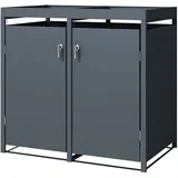 ML-Design Mülltonnenbox 2Er mit Pflanzdach 240L 132x80x124cm Anthrazit aus Stahl