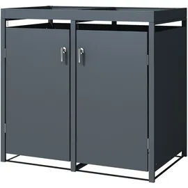 ML-Design Mülltonnenbox 2Er mit Pflanzdach 240L 132x80x124cm Anthrazit aus Stahl