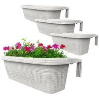 GarPet 4x Blumenkasten Balkongeländer Balkon Blumenkasten Balkonkasten mit Halterung