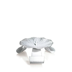 Kerzenhalter Dreifuß Eisen weiß/silber gelackt mit Dorn Ø 11 cm für Taufkerzen, Kommunionkerzen