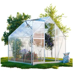 GARMIO® Gewächshaus CUNEO 190x190cm für den Garten, Alu Frühbeet inklusive Fundament, 2 Dachfenster Treibhaus Aufzucht