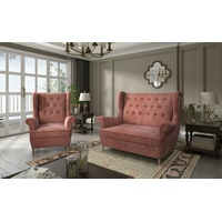 JVmoebel Sofa Graue Chesterfield Couch Polster 2+1 Sitzer Polstermöbel Sofagarnitur, Made in Europe rosa