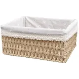 Aniyan Weidenkorb Aufbewahrungskorb, Handgeflochtene Körbe aus Natur-Weide, Rechteckige Aufbewahrung für Badezimmer, Wohnzimmer, Küche & Kinderzimmer (L 26x20x12 cm)
