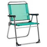 FORMA Alco Strandstuhl aus Aluminium, fest, mit niedriger Rückenlehne, Grün, 57 x 78 x 57 cm, Sessel, Stoff, Blau, 75 x 54 x 10 cm
