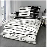 Traumschlaf Bettwäsche Bibermotion Gestreift Schwarz 135 x 200 cm + 80 x 80 cm