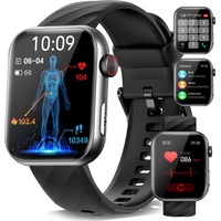 Marsyu Smartwatch EKG+HRV Herren Damen, Gesundheitsuhr Fitnessuhr mit Telefonfunktion Herzfrequenz SPO2 PPG Schrittzähler Blutdruck Körpertemperatur Schlaf SOS-Taste Fitness-Tracker für Android/iOS