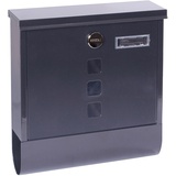 ARREGUI Chance E7005 Briefkasten aus Verzinktem Stahl mit Zeitungsrolle, Postkasten + Zeitungsbox, Größe M (DIN A4) Wandbriefkasten mit Zeitungsfach, Sichtfenstern, Namensschild, anthrazit grau