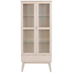 Vitrine in Eiche White Wash teilmassiv 185 cm