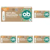 o.b. Organic Super (16 Stück), Bio Tampons für starke Tage aus 100% Bio-Baumwolle mit geschwungenen Rillen für zuverlässigen & natürlichen Schutz (Packung mit 5)