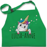 Kinderschürze Schürze Kinder Jungen Mädchen - Geschenk Einhorn Süß - 7-14 Jahre - Grün - name einhörnern unicorn kochschürze personalisierte einhörner unicorno kinderkochschürzen 2 - 7-13 Jahre