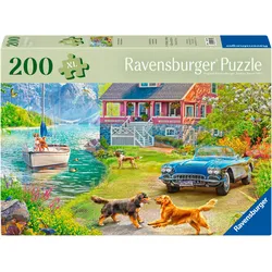 Puzzle RAVENSBURGER "Feel Well & Puzzle, Sommerhaus am See", bunt, Puzzles, KinderB:42,2cm H:29,2cm, XL, für Erwachsene, Made in Europe, B:42,2cm H:29,2cm